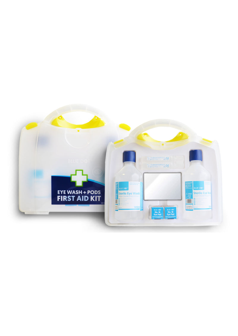 Sterile Eye Wash & Pods First Aid Kit with 2x500ml Sterile Eyewash